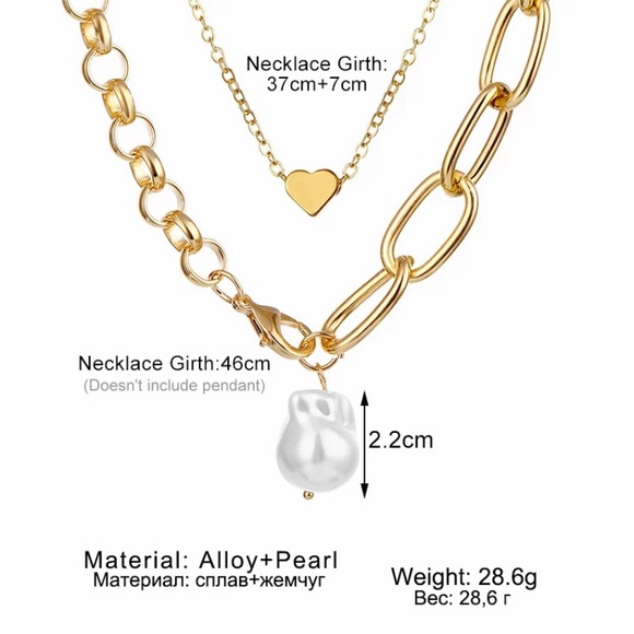 Gold Tone Baroque Double Chunky Chain Necklace - Picture 3 of 5